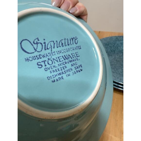 4 Signature Harlequin Soup Bowls Set Green Speckle Sponge Dining Dish Japan Lot - Picture 3 of 3